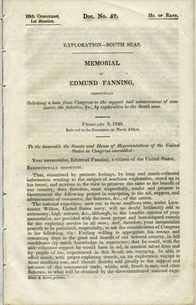 Item #19586 Memorial of Edmund Fanning, respectfully soliciting a loan from Congress to the...