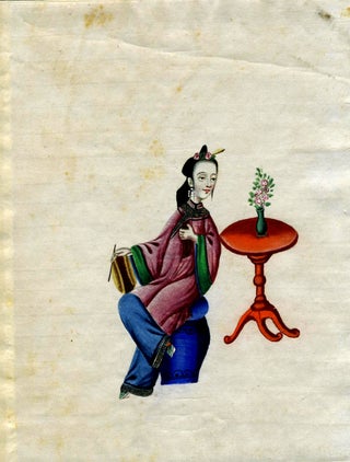 Item #19731 Hand painted Chinese Woman Musician - Girl with a Drum