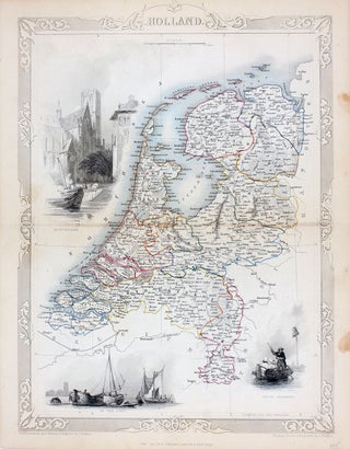 Item #19786 Holland, antique map with vignette views. J. Tallis Rapkin, John