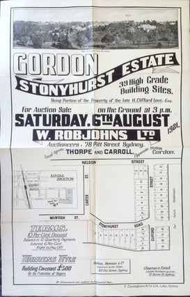 Item #19933 Gordon Stonhurst Estate. Land subdivision poster