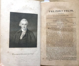 The Port Folio. Three bound volumes with issues 1809, 1811, 1812, 1813, 1814 including tribute to Marine killed in War of 1812 on Old Ironsides.