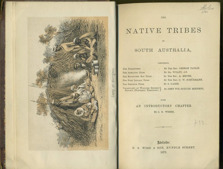 Item #1998 The Native Tribes of South Australia. Rev. G. Taplin, J D. Wood.