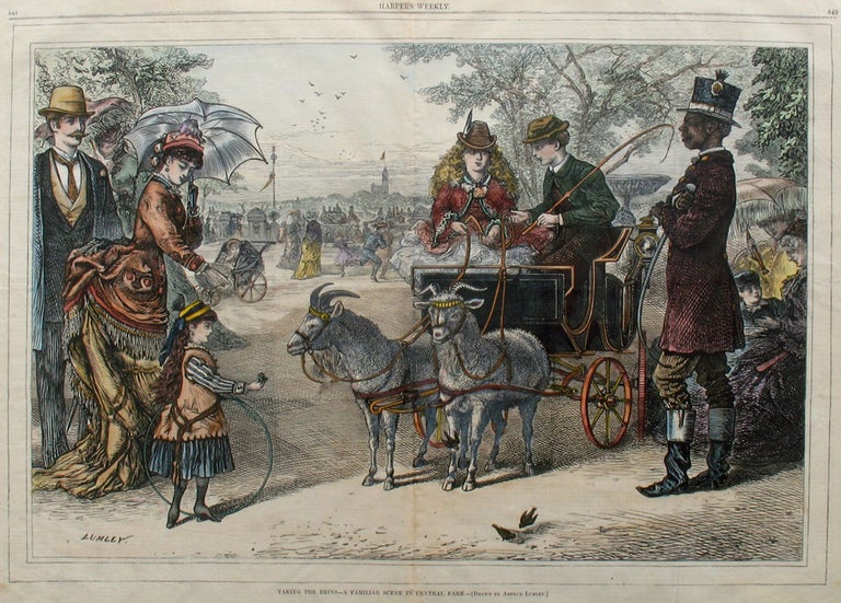 Item #19981 Taking the Reins - A Familiar Scene in Central Park. New York City, Arthur Lumley.
