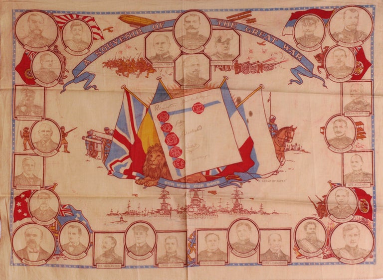 Item #20000 "A Souvenir of the Great War" - Patriotic kerchief of the First World War. World War I., Souvenir kerchief.