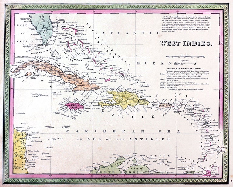 Item #20070 Map of West Indies. Cowperthwait Thomas, Co.