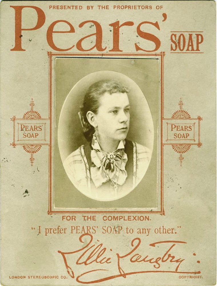 Item #20125 Lillie Langtry albumen portrait, Pears' Soap advertising: "I prefer Pears' Soap to any other" Lillie Langtry.