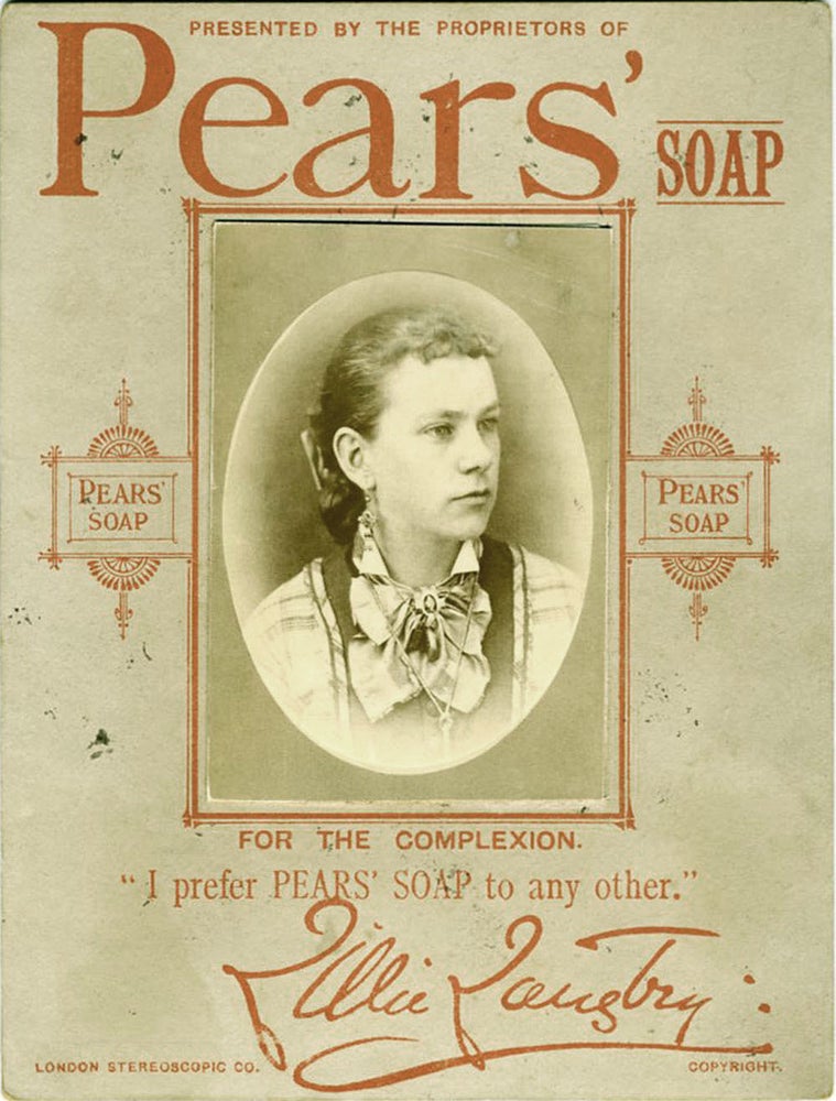 Item #20125 Lillie Langtry albumen portrait, Pears' Soap advertising: "I prefer Pears' Soap to any other". Lillie Langtry.