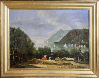 Item #20236 The Hudson Highlands from West Point; Oil Painting after Robert Weir. West Point,...