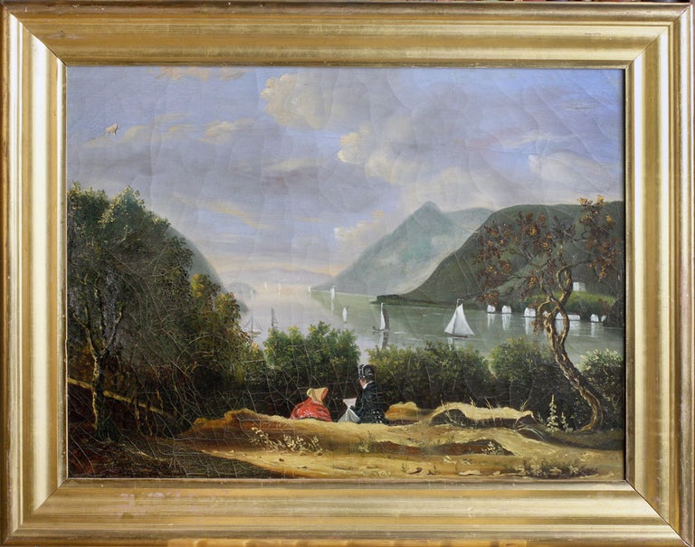 Item #20236 The Hudson Highlands from West Point; Oil Painting after Robert Weir. West Point, After Robert W. Weir.