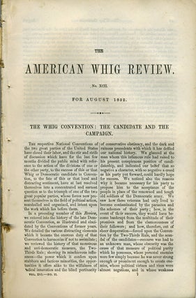 Item #20252 Australian Gold Discovery recorded in Whig Review, August 1852, disbound monthly...