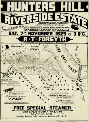 Item #20273 Riverside Estate Hunters Hill. Land subdivision poster