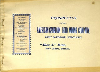 Item #20311 Prospectus of the American-Canadian Gold Mining Company, West Superior, Wisconsin for...