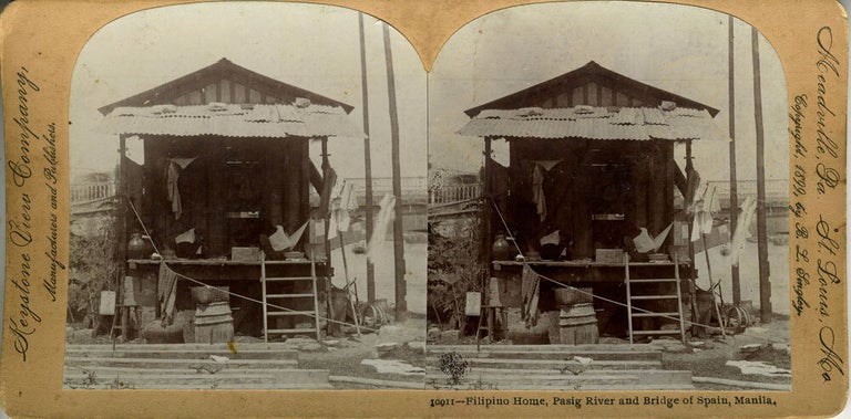 Item #20516 Stereoscopic view, Filipino Home, Pasig River and Bridge of Spain, Manila.