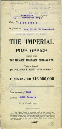 Item #20518 The Imperial Fire Office united with The Alliance Assurance Company Ltd. - Victoria...