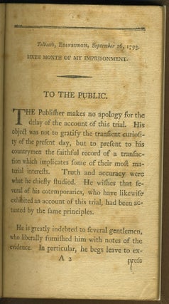 An Account of the Trial of Thomas Muir, Esq, Younger, of Huntershill, Before the High Court of Judiciary at Edinburgh, on the 30th and 31st days of August, 1793, for Sedition.