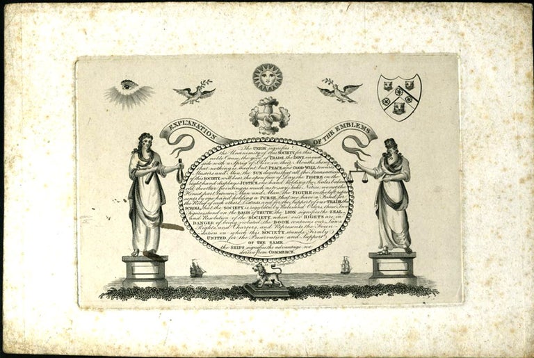 Item #20826 Engraved hand bill with 'Explanation of the Emblems' with Symbols of the Independent Order of Odd Fellows. Engraving.