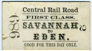 Item #20832 Georgia Railroad ticket for the line torn up by Sherman's troops during the Civil...