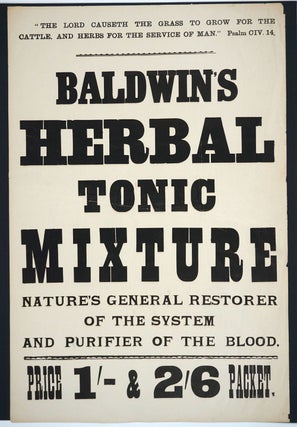 Item #20847 Baldwin's Herbal Tonic Mixture. Nature's general restorer of the system and purifier...