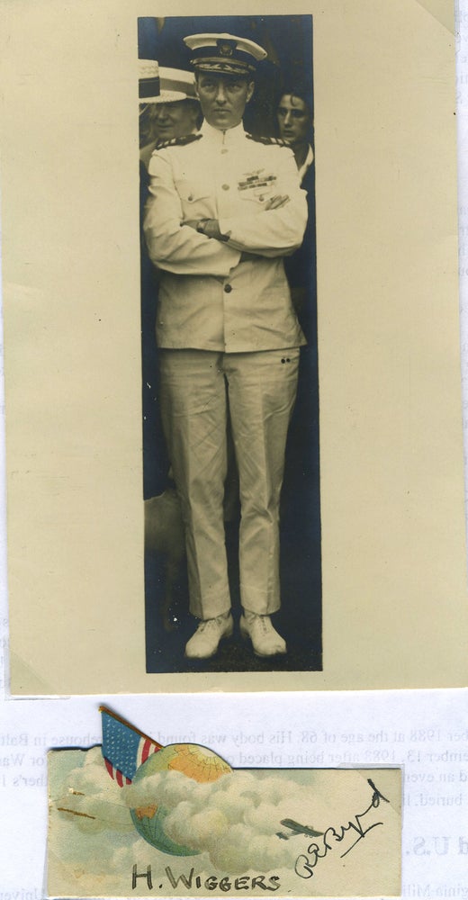 Item #20852 Unusual Photograph of Byrd with an autographed seating card. Richard E. Byrd.