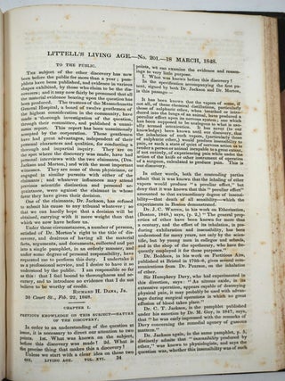 Item #20924 Ether Controversy in Littell's Living Age. Charles Thomas Jackson