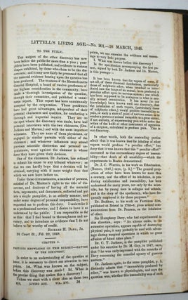 Item #20924 Ether Controversy in Littell's Living Age. Charles Thomas Jackson
