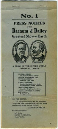 Item #21014 'No. 1. Press Notices of the Barnum & Bailey Greatest Show on Earth'. Booklet....
