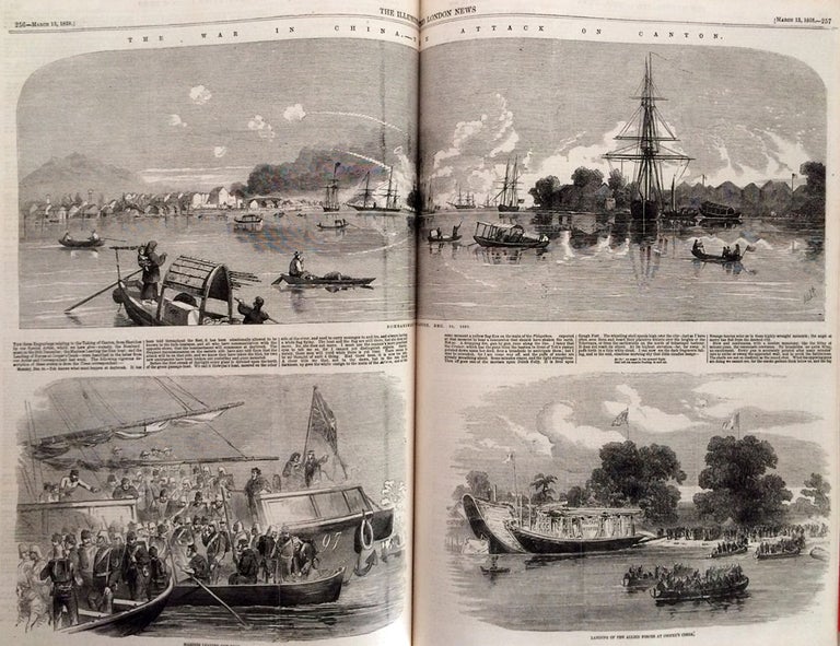 Item #21026 Five volumes of this influential and popular illustrated newspaper, with important content and many fine wood block engravings of China, Hong Kong, India and the US. Illustrated London News.