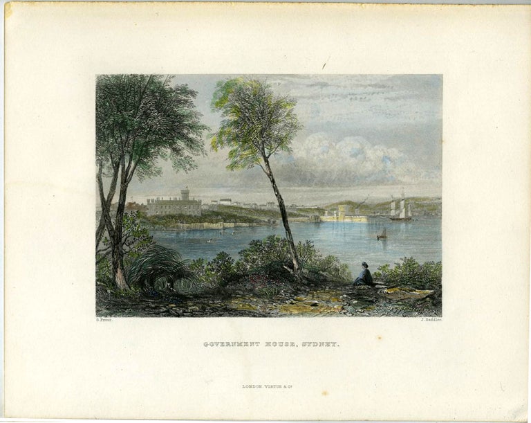Item #21181 Government House, Sydney. Colored engraving. S. Prout, Samuel.