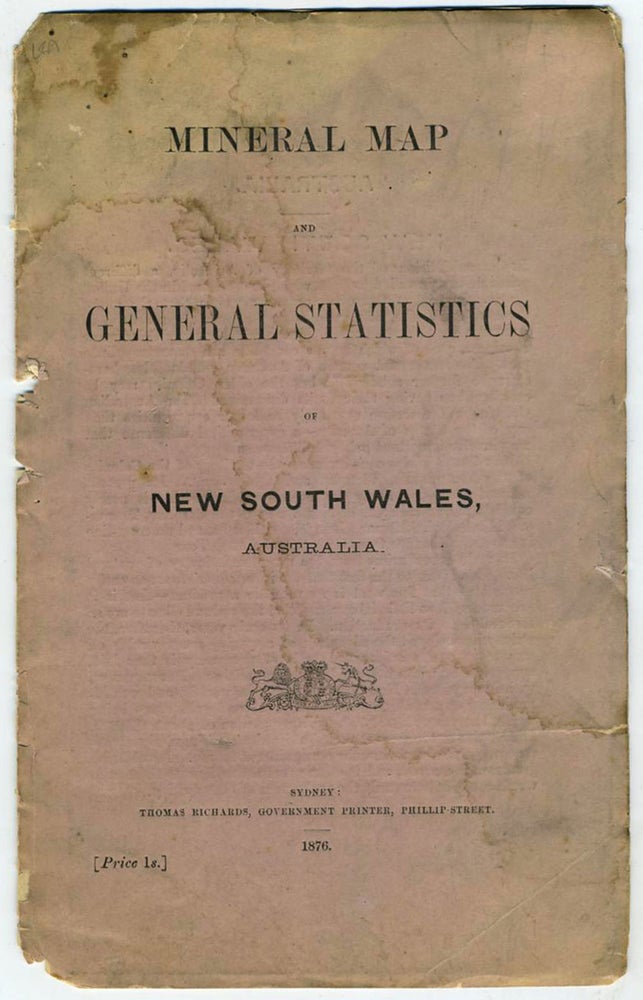 Item #21192 Mineral Map and General Statistics of New South Wales, Australia. Map in self wrapper. Australia, New South Wales.