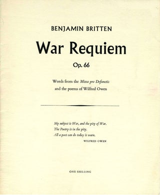 Item #21231 'Benjamin Britten, War Requiem Op. 66. Words from the Missa pro Defunctis and the...