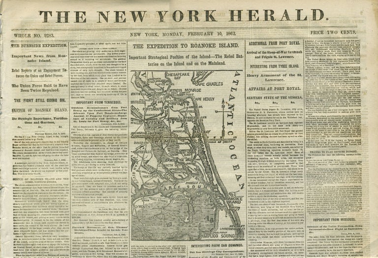 Item #21238 The Burnside Expedition, Roanoke Island, Port Royal in The New York Herald, February 10, 1862. New York Herald.