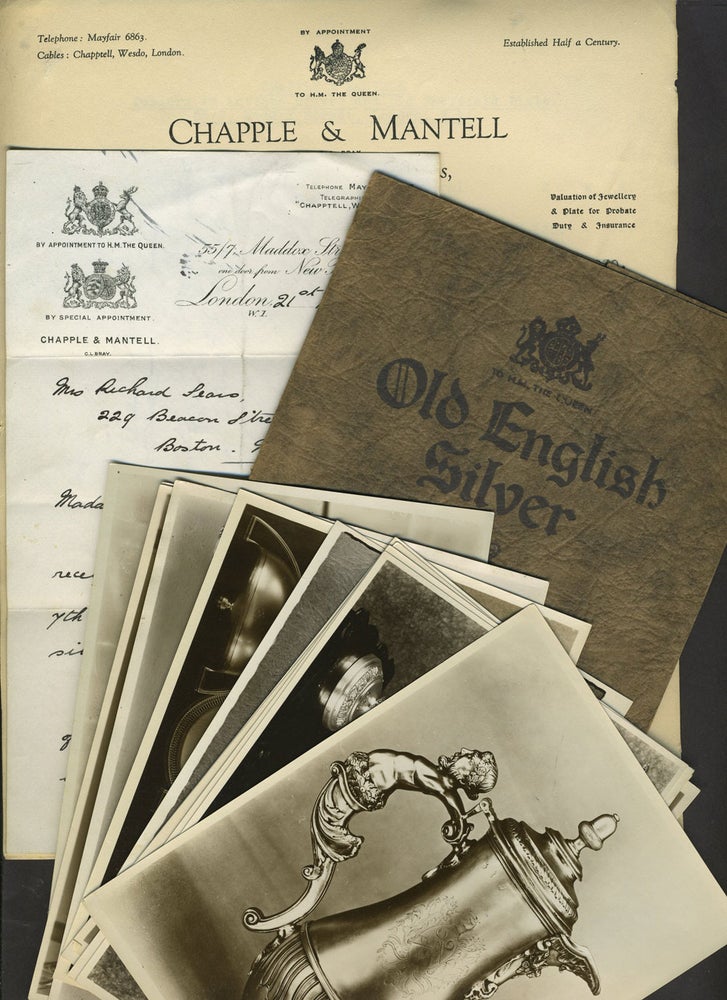 Item #21263 Old English Silver, Chapple & Mantell Silversmiths & Goldsmiths. Trade catalogue with original b&w real photographs. Trade Catalogue, Photographs.