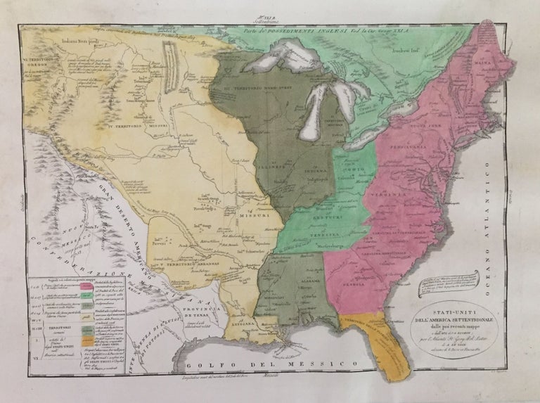 Item #21266 Stati-Uniti dell-America Settentrionale dalle piu Recenti Mappe. Emanuel Auguste Dieudonne Le Sage, Emmanuel de Las Cases.