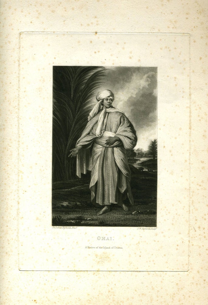 Item #21294 Omai, a native of the island of Utietea. Print after a painting by Sir Joshua Reynolds. Joshua Sir Reynolds, after.