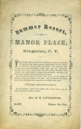 Item #21338 Handbill for Summer Resort, "Manor Place" in Kingston, NY