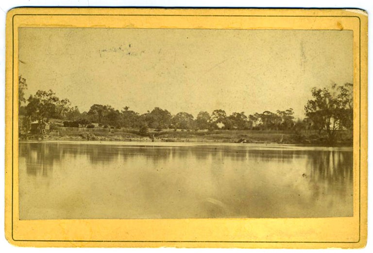 Item #21373 Boomanoomana Station from across the Murray River . Cabinet Card [with] American Merino Rams pedigree of sheep by W. G. Markham, consigned to Alfred Hay of Boomanoomana in 1883 Catalogue. W. G. Markham.