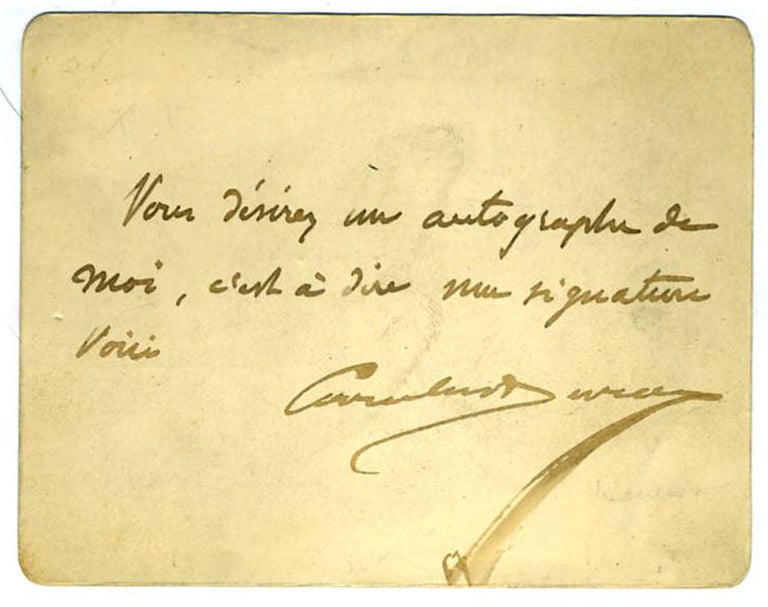 Item #21393 Carolus Duran autograph. Carolus Duran, Charles August Emile Durand.