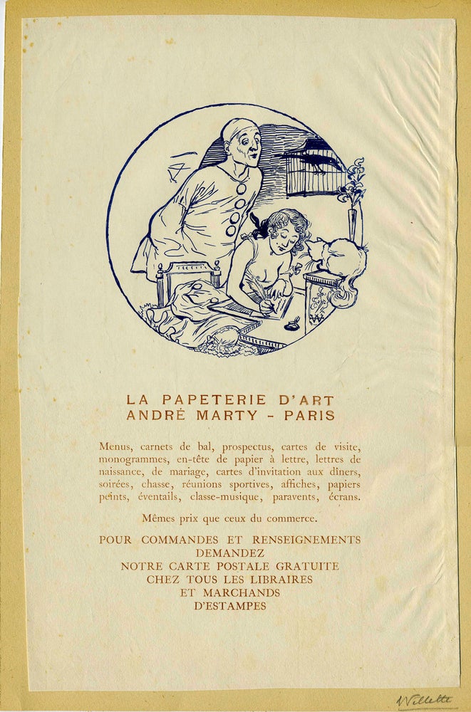 Item #21394 Broadside: La Papeterie d'Art Andre Marty - Paris. Adolphe Willette.