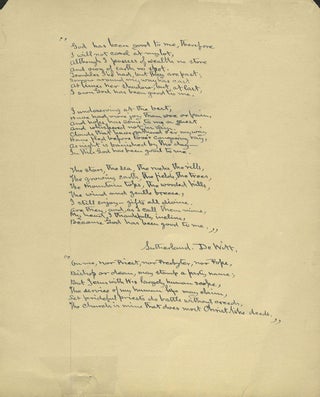 Sutherland DeWitt, Ulster County New York, portrait and manuscript poem.