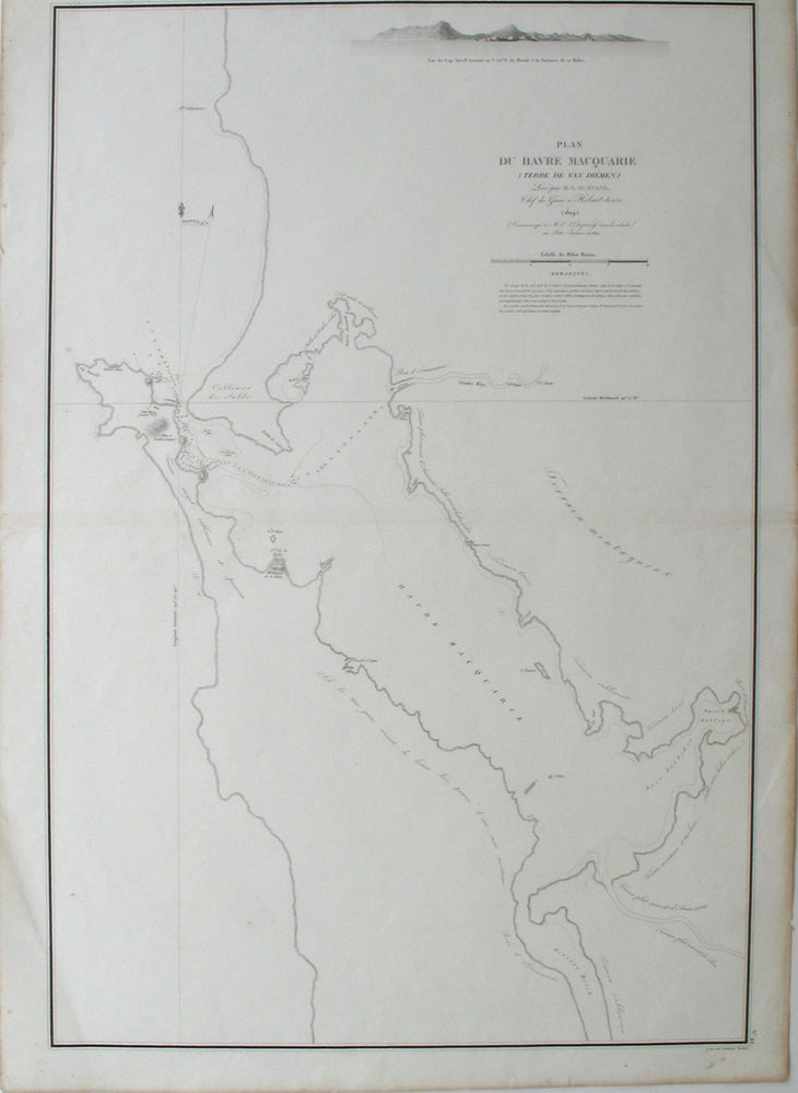 Item #21445 Plan Du Havre Macquarie (Terre De Van Diemen) Leve par M. G. W. Evans) Chef du Genie a Hobart-town (1809). (Communique a M. L. I Duperrey, dans la relache) au Port Jackson in 1824. George Walker Evans, L. I. Duperrey.