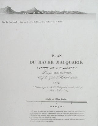 Plan Du Havre Macquarie (Terre De Van Diemen) Leve par M. G. W. Evans) Chef du Genie a Hobart-town (1809). (Communique a M. L. I Duperrey, dans la relache) au Port Jackson in 1824.