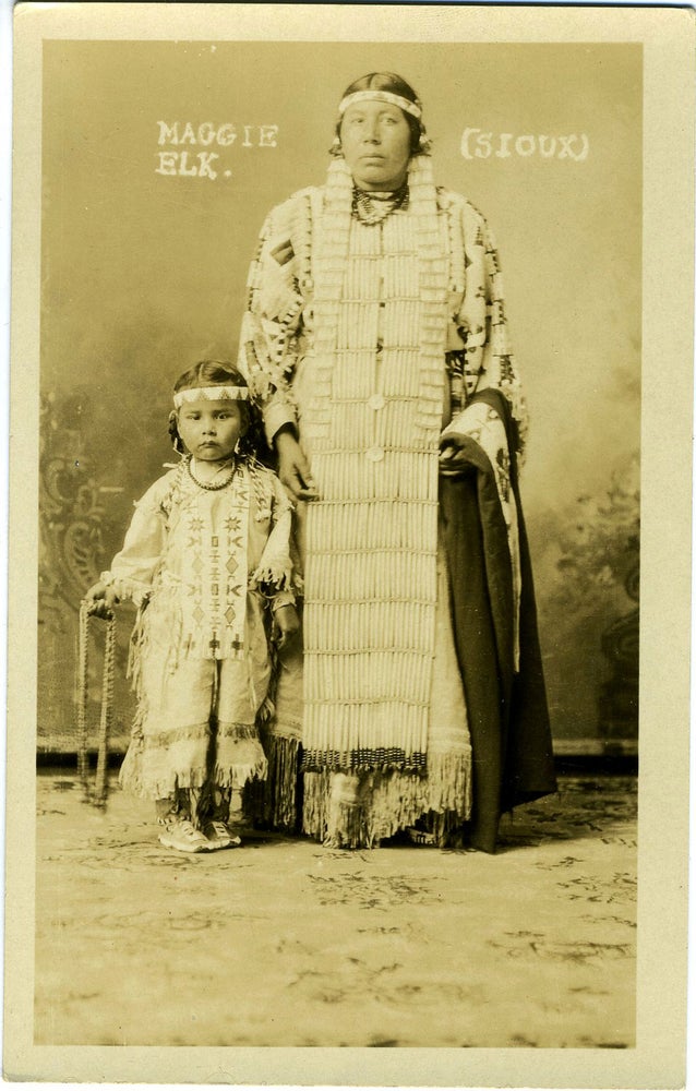 Item #21489 Maggie Elk [Sioux] Indian Real-Photo Postcard.