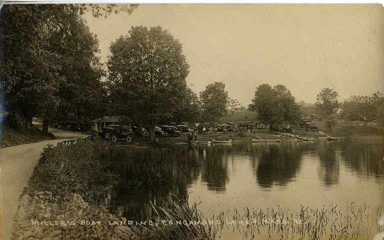 Item #21495 Miller's Boat Landing, Congamond Lakes, Massachusetts Real-Photo Postcard 93.