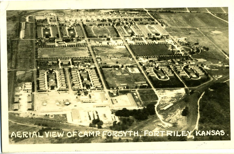 Item #21498 Aerial View of Camp Forsyth; Fort Riley, Kansas - Real Photo Postcard.