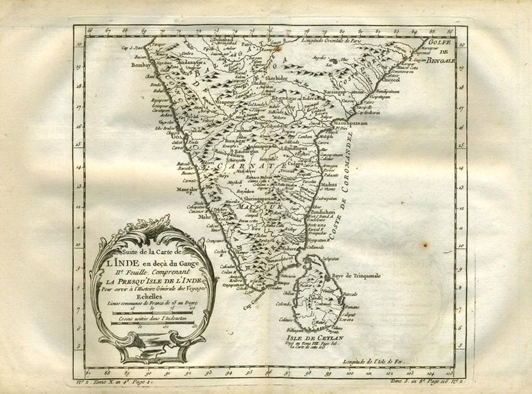 Item #21540 Suite de la Carte de l'Inde en deca du Gange, IIe Feuille comprenant la Presqu'isle de l'Inde. India, Nicolas Bellin.