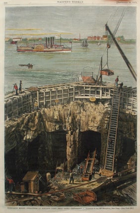 Item #21606 Submarine Mining Operations at Hallet's Point (Hell Gate), a full page spread from...