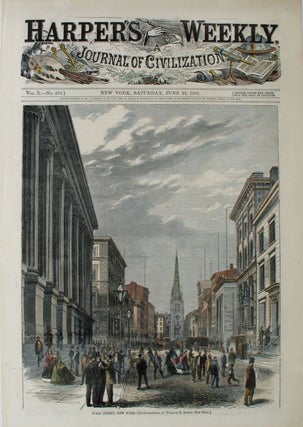Item #21616 Wall Street, New York, a full page spread from Harper's Weekly. William B. Austin