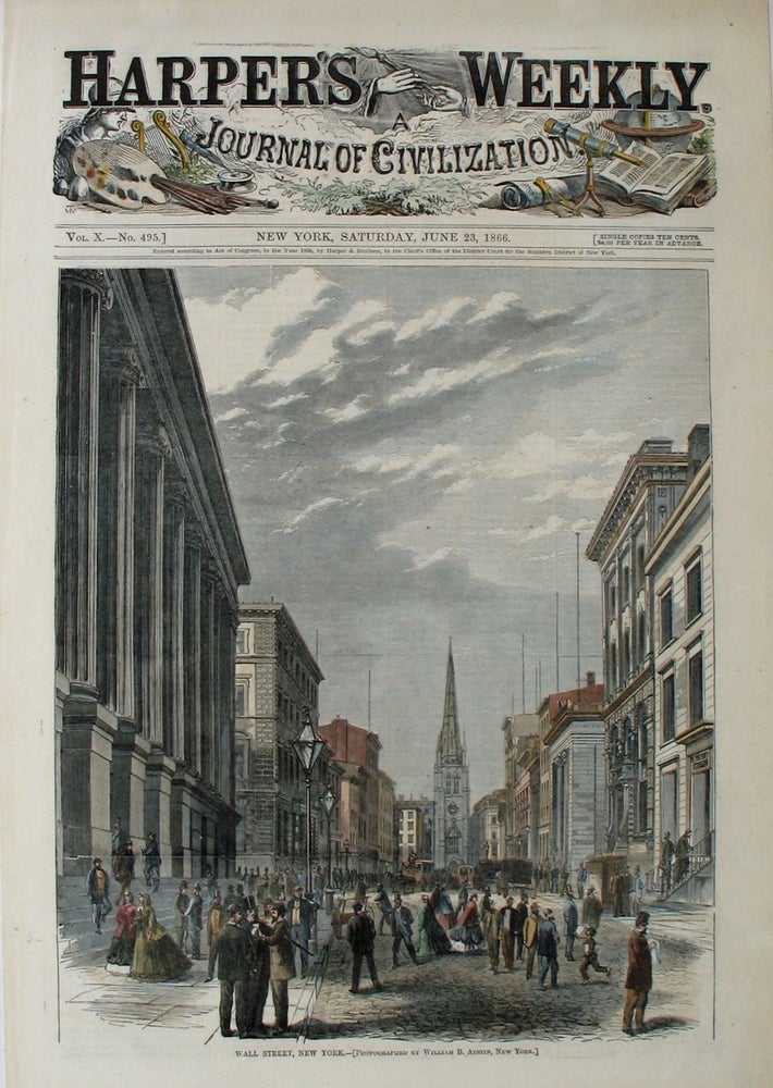 Item #21616 Wall Street, New York, a full page spread from Harper's Weekly. William B. Austin.