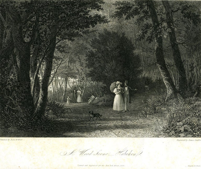 Item #21629 A Wood Scene, Hoboken. Robert W. James Smillie Weir, engraver.