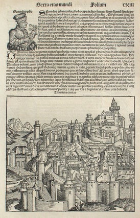 Item #21646 Tivoli, Italy in the Liber chronicarum- Nuremberg Chronicle, an individual page from...